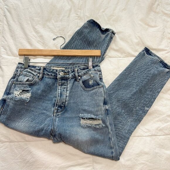 PacSun Eco Light Blue Denim Distressed Mom Cropped Jeans Women’s Size 27 - Picture 4 of 7